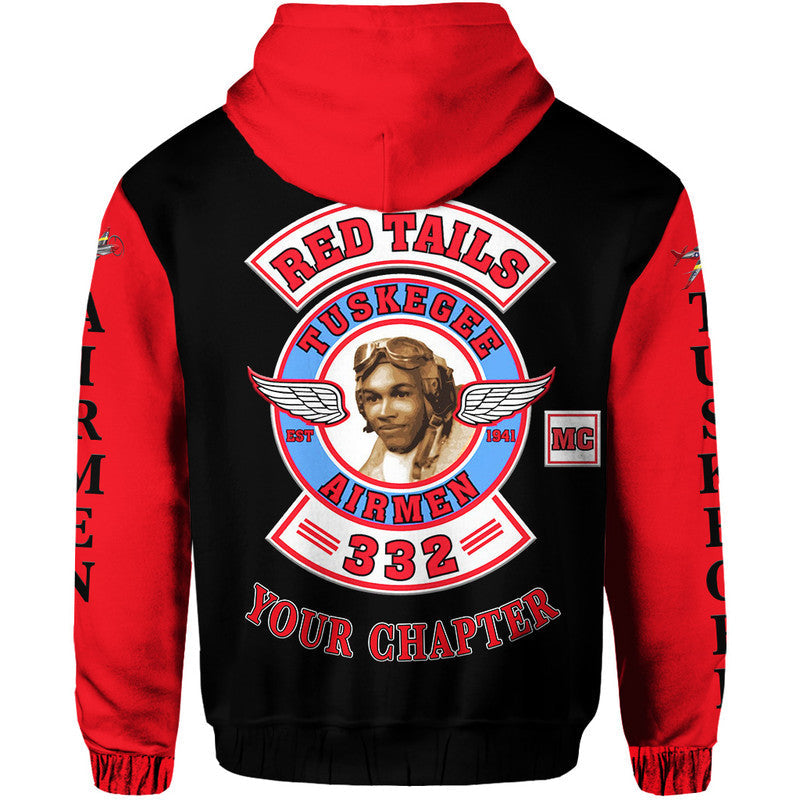 Custom Tuskegee Airmen Motorcycle Club Hoodie TAMC Red Tails Original Style Black Red LT8