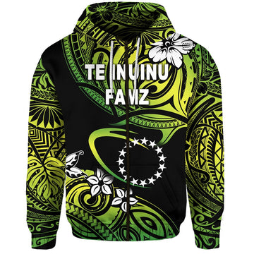 TE INUINU FAMZ Cook Islands Rugby Zip Hoodie Unique Vibes Green LT8