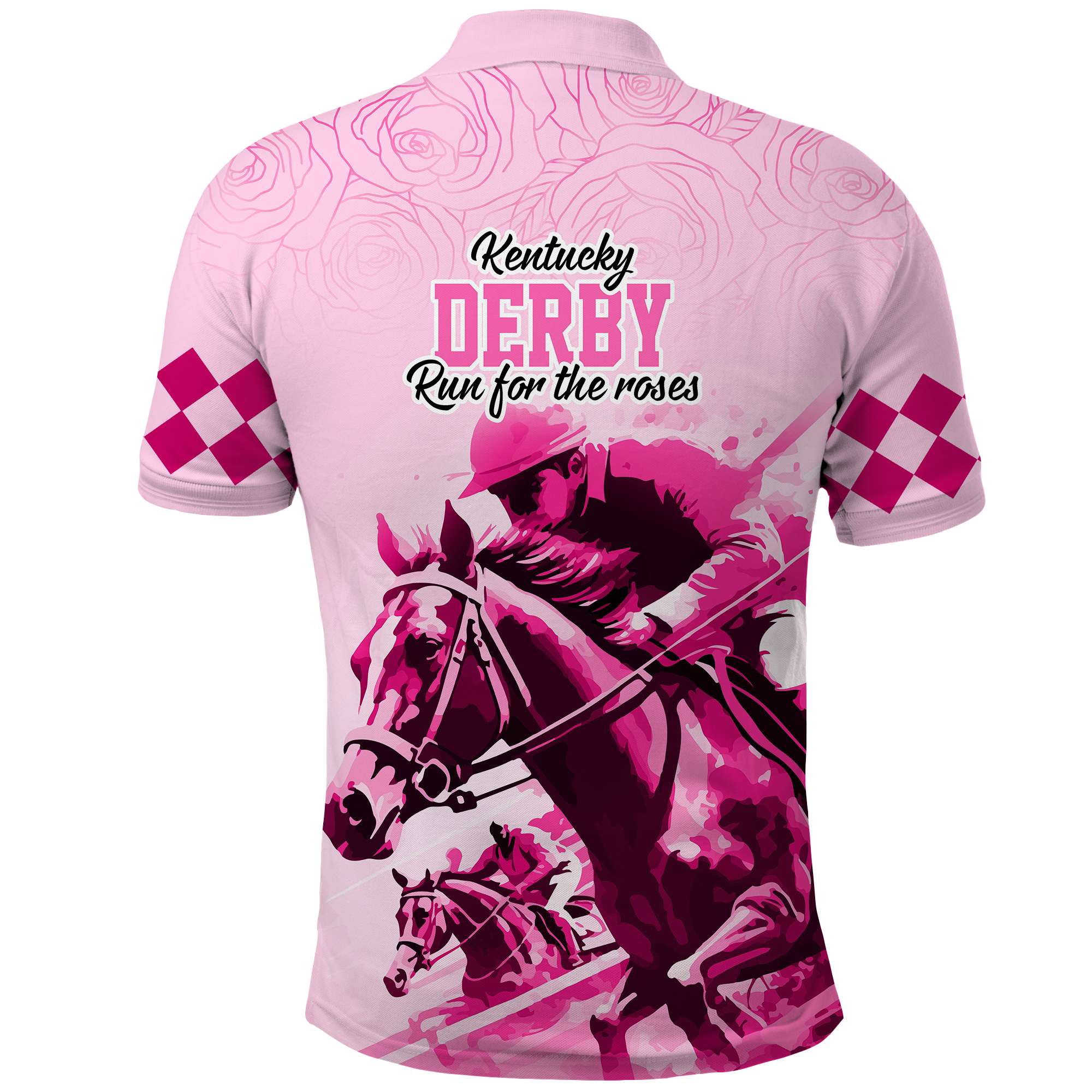 Custom Kentucky Derby Polo Shirt with Photo – Pink Out Party Horse Racing Design CTM09