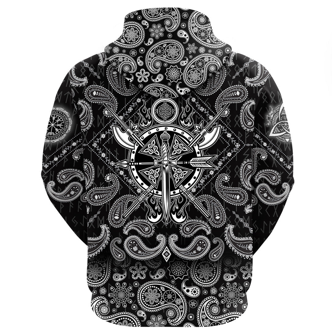 Viking Hoodie Tattoo with Bandana Paisley Style RLT12