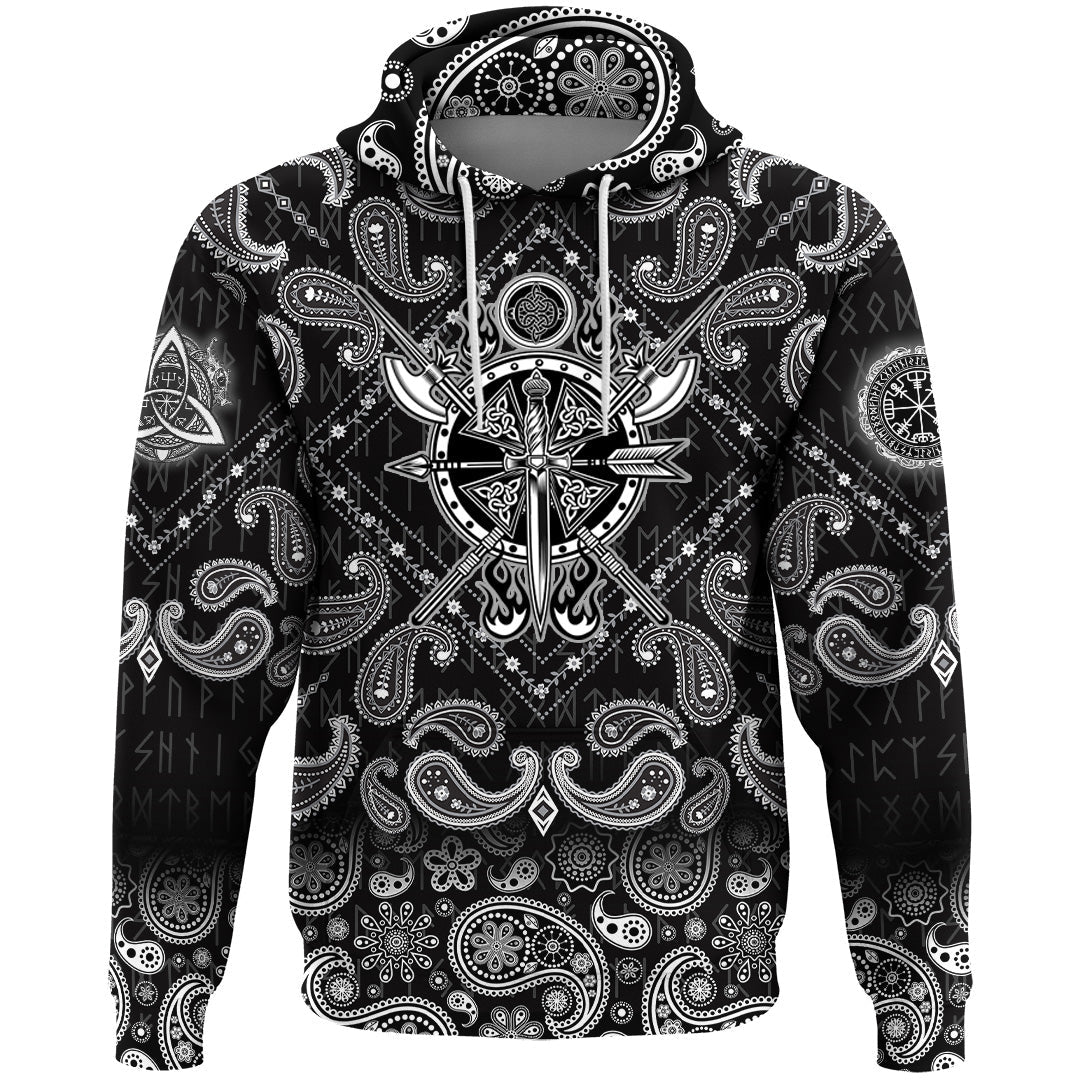 Viking Hoodie Tattoo with Bandana Paisley Style RLT12
