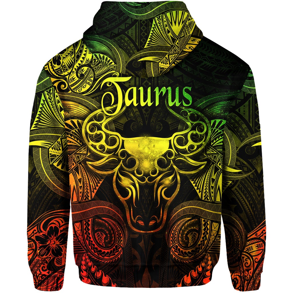 Taurus Zodiac Polynesian Zip Hoodie Unique Style Reggae LT8