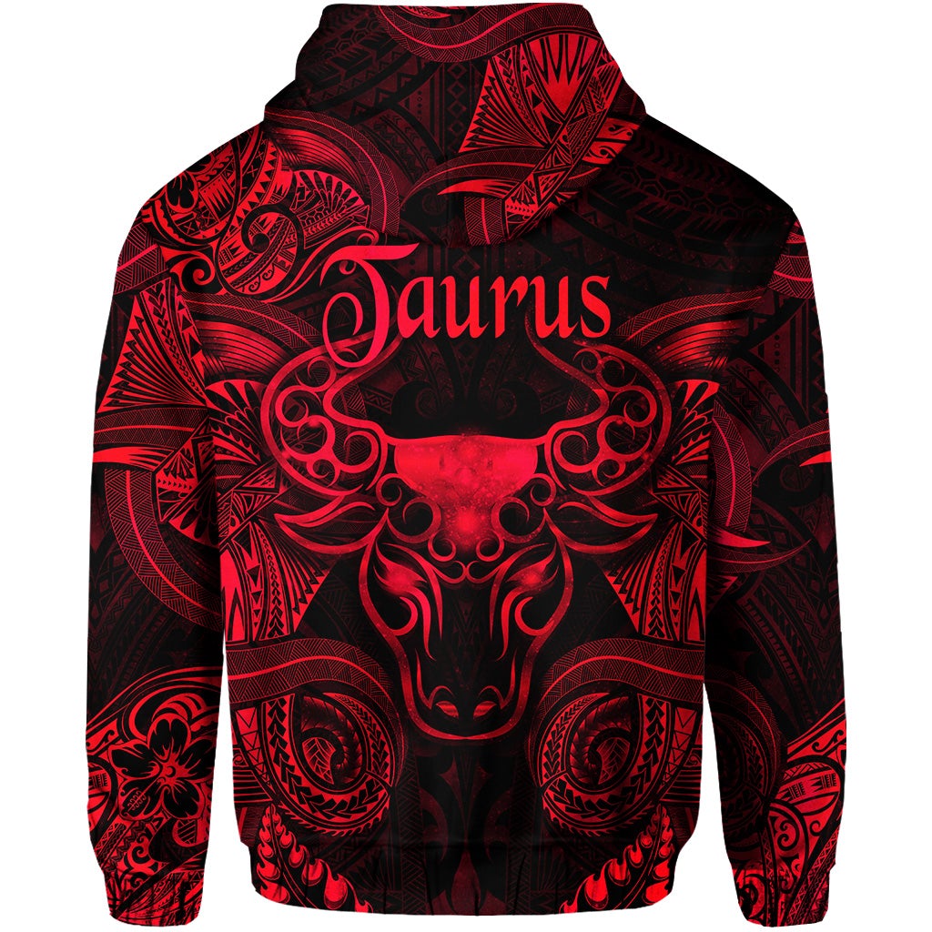Taurus Zodiac Polynesian Zip Hoodie Unique Style Red LT8