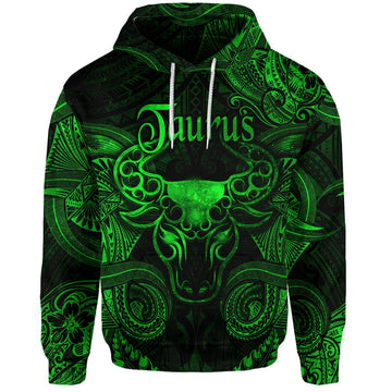 Taurus Zodiac Polynesian Hoodie Unique Style Green LT8