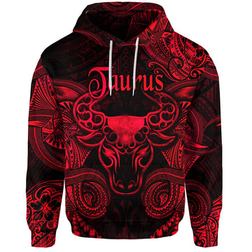 Taurus Zodiac Polynesian Hoodie Unique Style Red LT8
