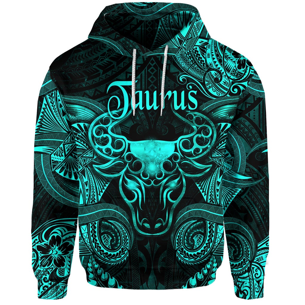 Taurus Zodiac Polynesian Hoodie Unique Style Turquoise LT8