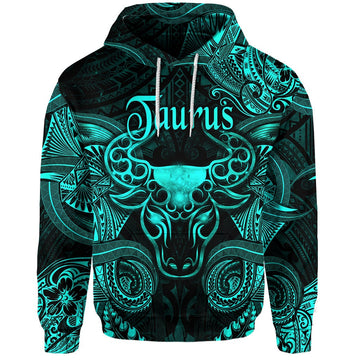 Taurus Zodiac Polynesian Hoodie Unique Style Turquoise LT8