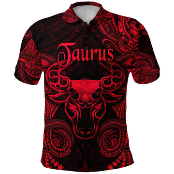 Taurus Zodiac Polynesian Polo Shirt Unique Style Red LT8