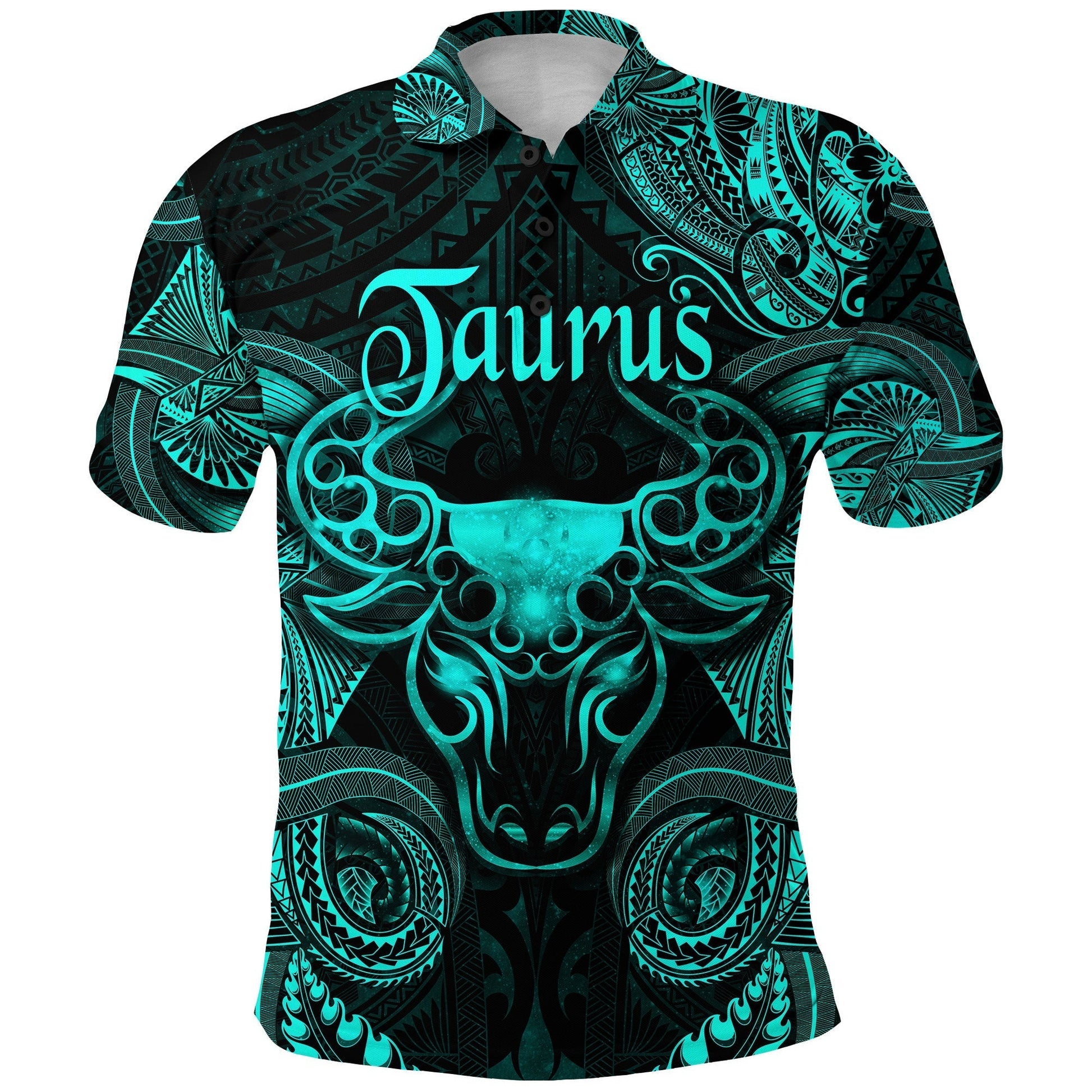 Taurus Zodiac Polynesian Polo Shirt Unique Style Turquoise LT8