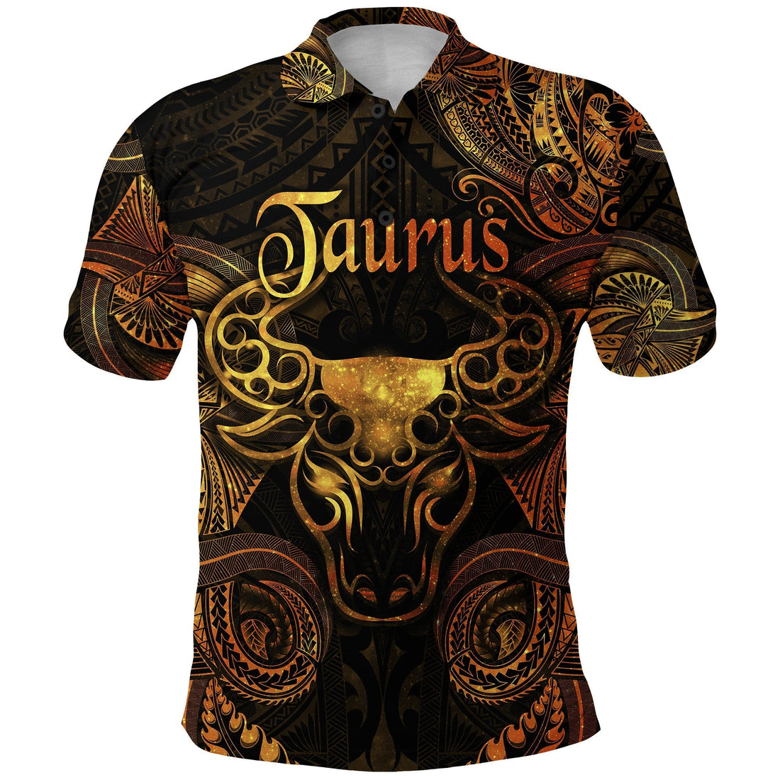 Taurus Zodiac Polynesian Polo Shirt Unique Style Gold LT8