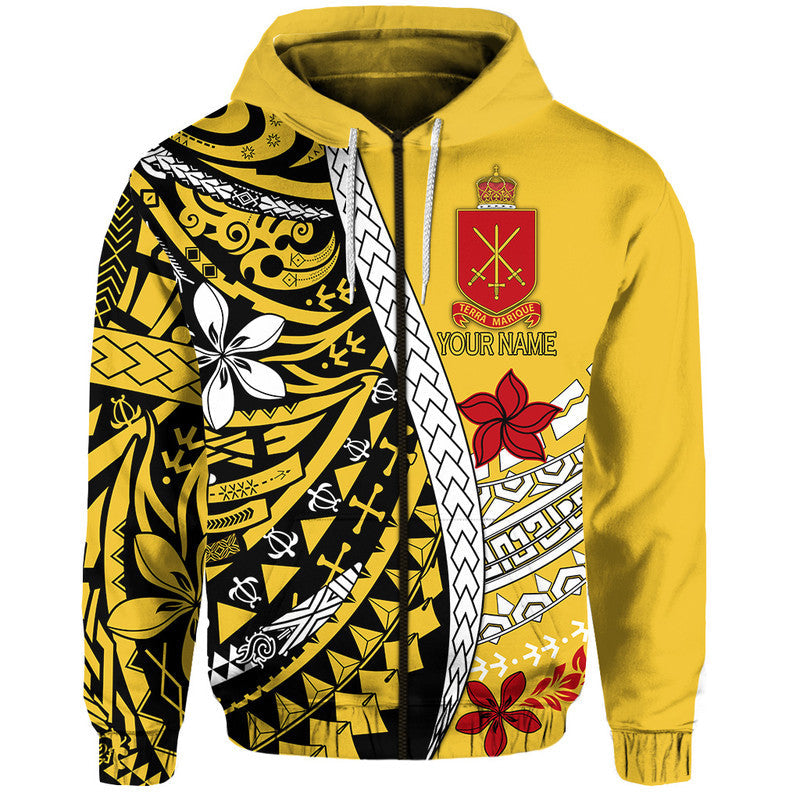Custom Personalised Tonga Terra Marique Hoodie Gold Polynesian Minimalist Style LT9