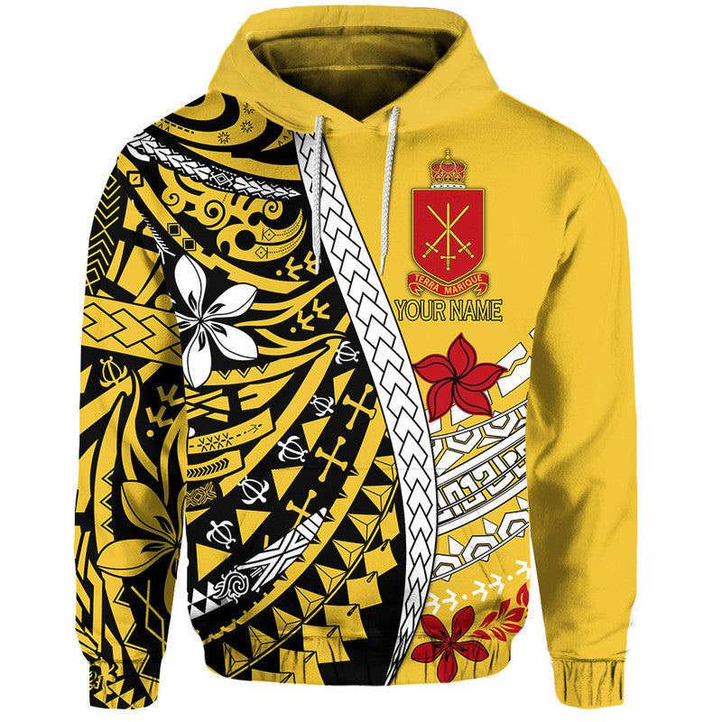 Custom Personalised Tonga Terra Marique Hoodie Gold Polynesian Minimalist Style LT9