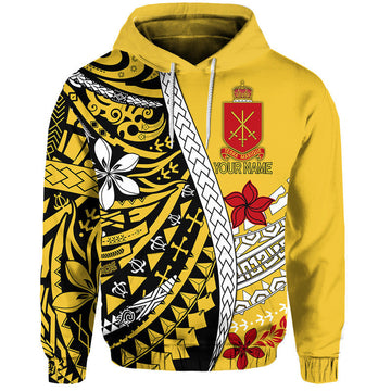 Custom Personalised Tonga Terra Marique Hoodie Gold Polynesian Minimalist Style LT9
