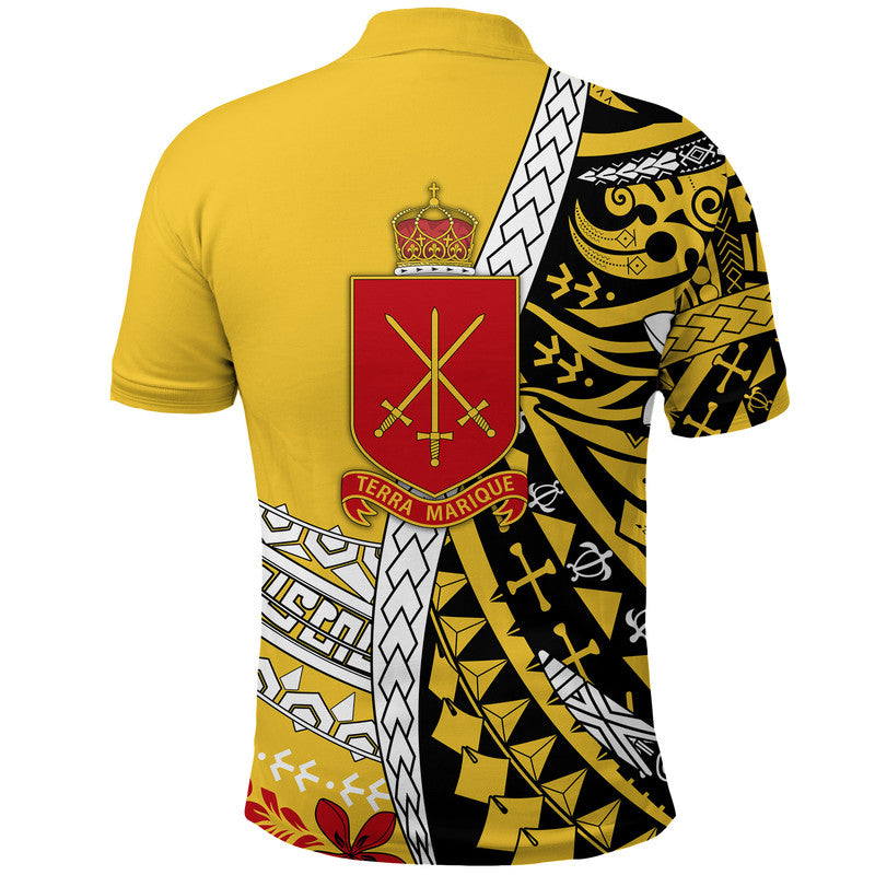 Tonga Terra Marique Polo Shirt Gold Polynesian Minimalist Style LT9