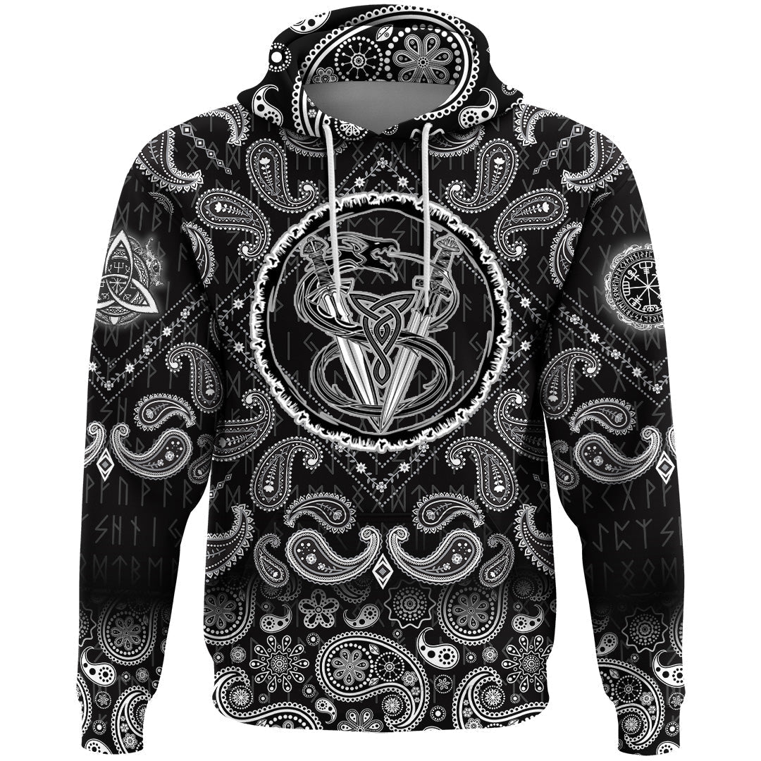 Viking Hoodie The and Dragon Biting Tail with Bandana Paisley Style RLT12