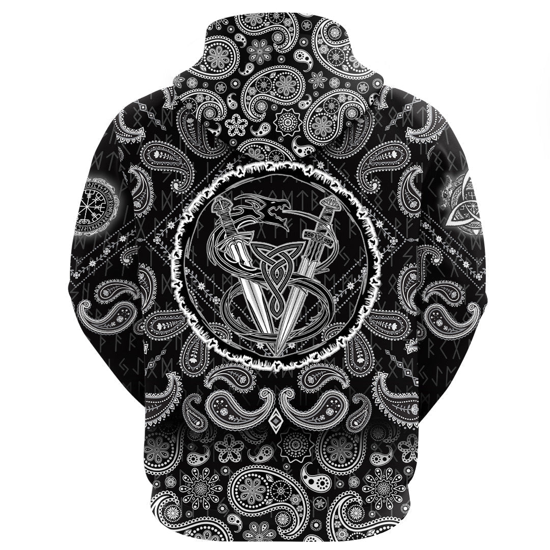 Viking Hoodie The and Dragon Biting Tail with Bandana Paisley Style RLT12
