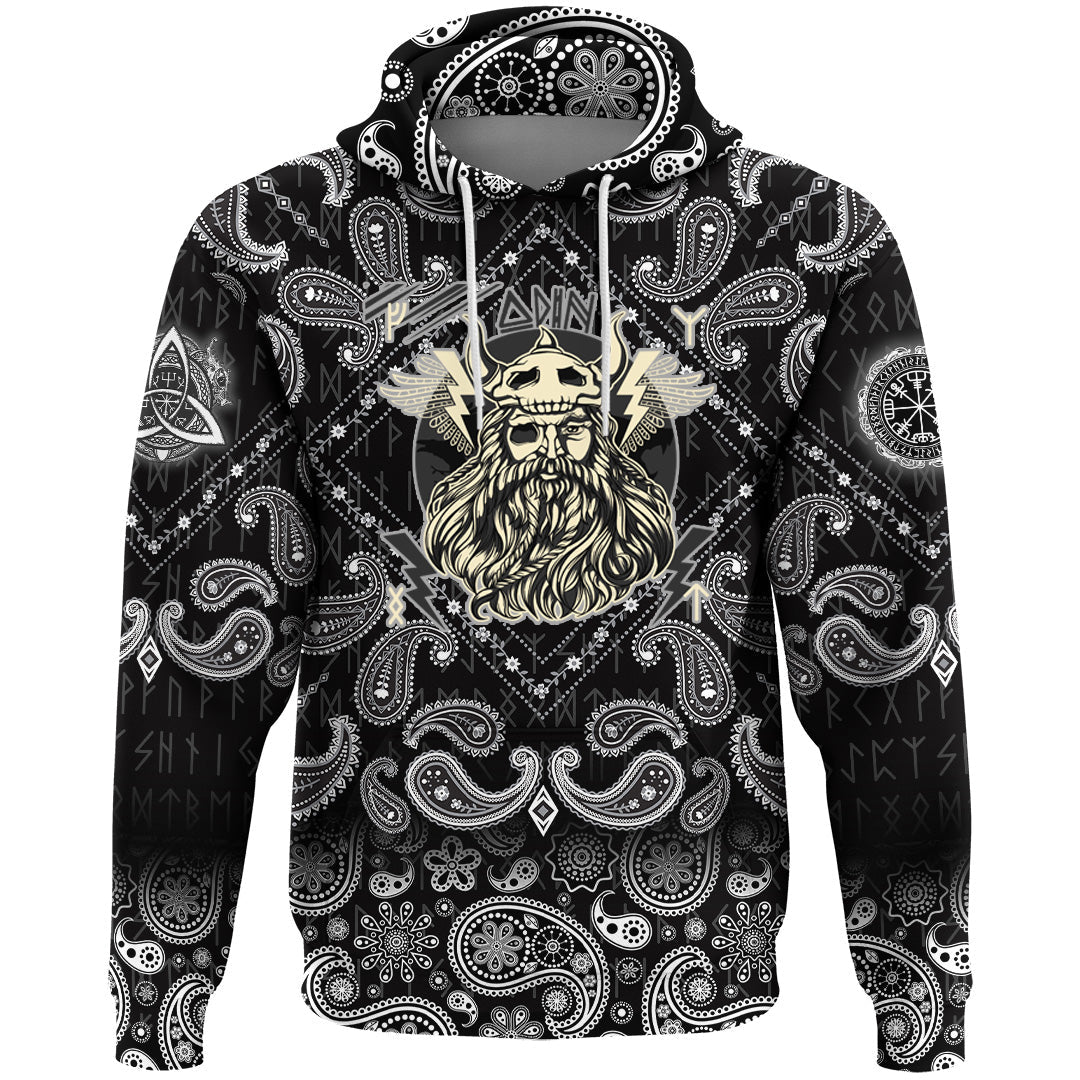 Viking Hoodie The Norse God Odin with Bandana Paisley Style RLT12
