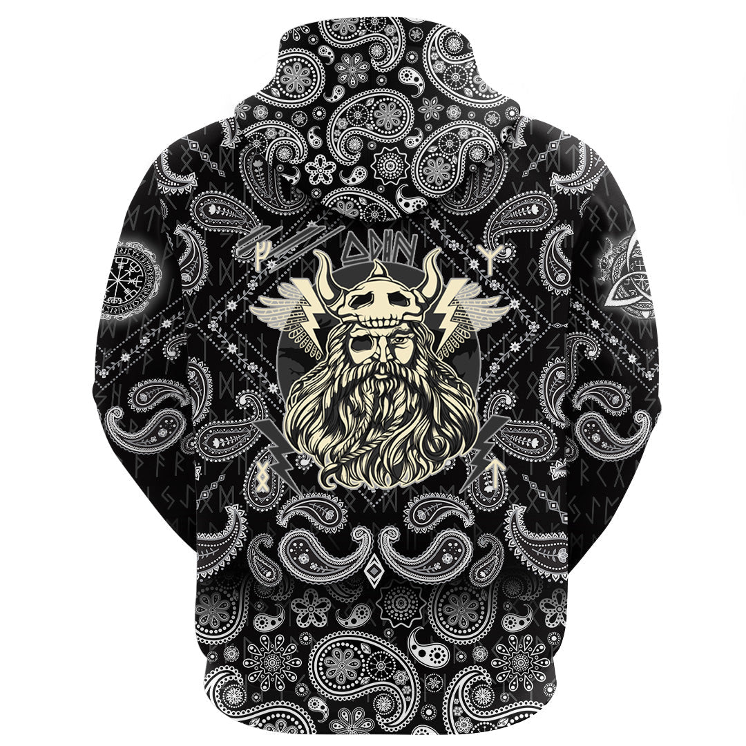 Viking Hoodie The Norse God Odin with Bandana Paisley Style RLT12