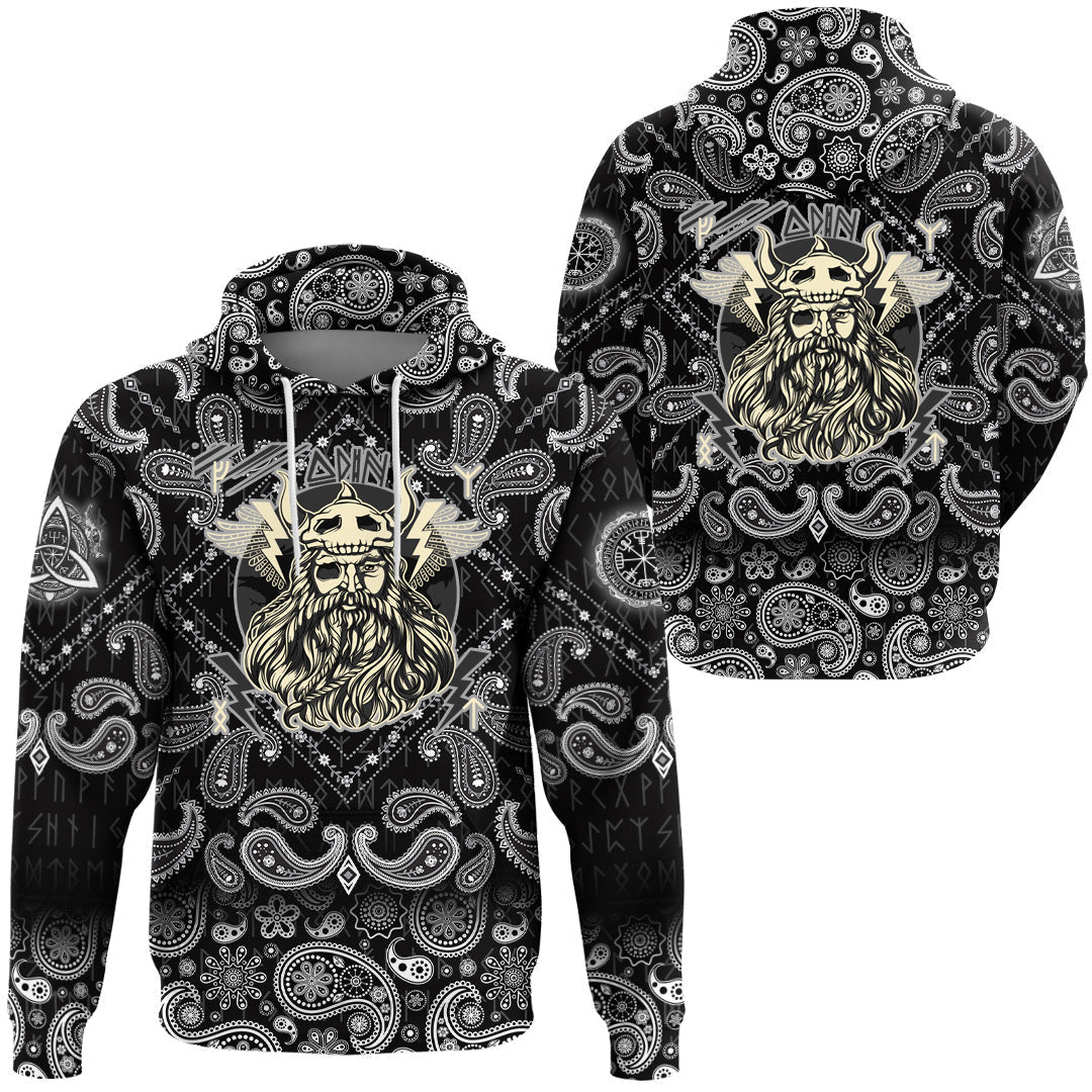 Viking Hoodie The Norse God Odin with Bandana Paisley Style RLT12