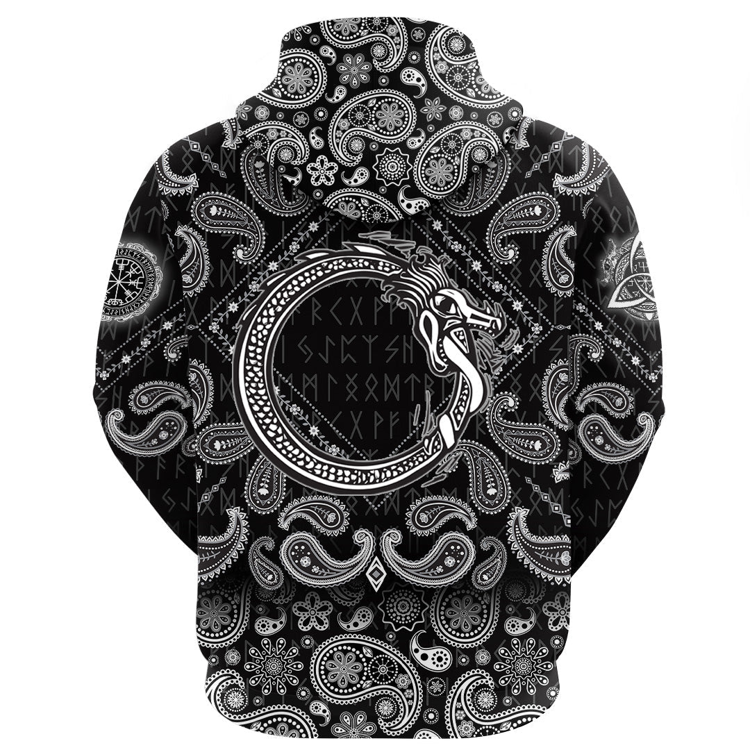 Viking Hoodie The Norse Midgard with Bandana Paisley Style RLT12