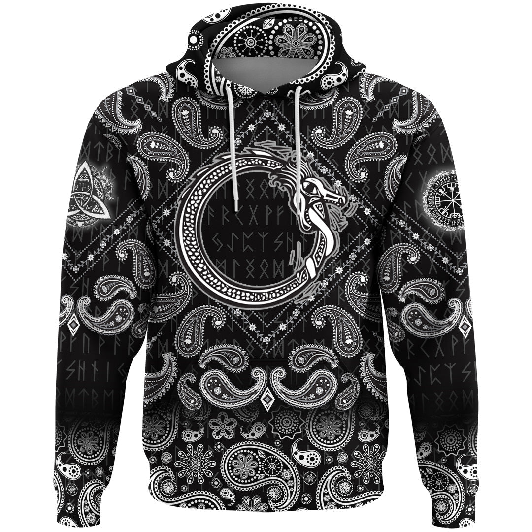 Viking Hoodie The Norse Midgard with Bandana Paisley Style RLT12