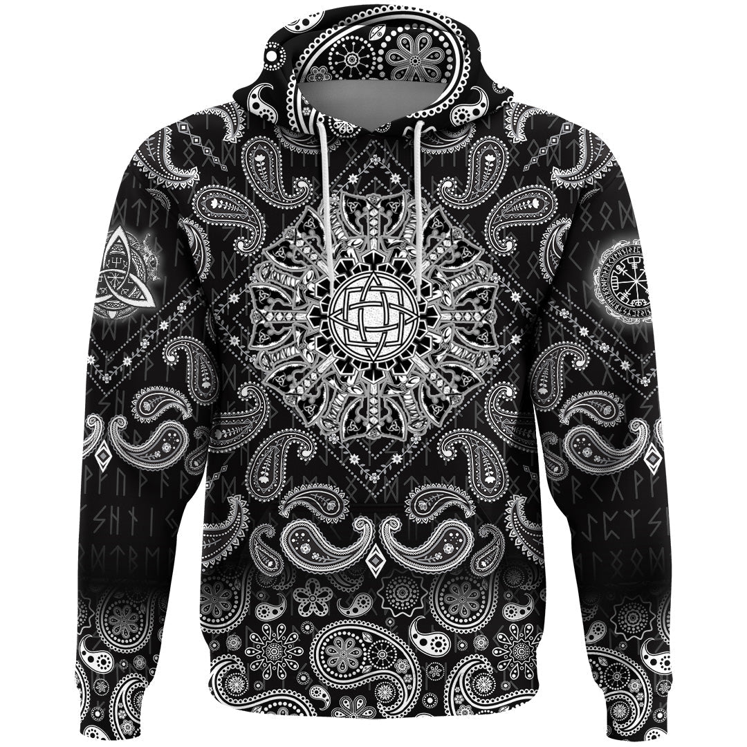 Viking Hoodie The Poleaxe and Sword with Bandana Paisley Style RLT12