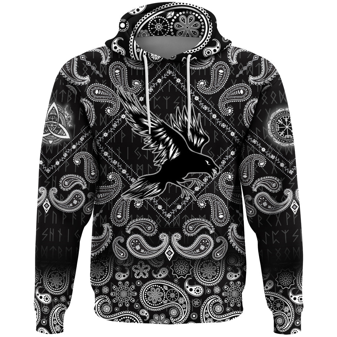 Viking Hoodie The Raven Viking with Bandana Paisley Style RLT12
