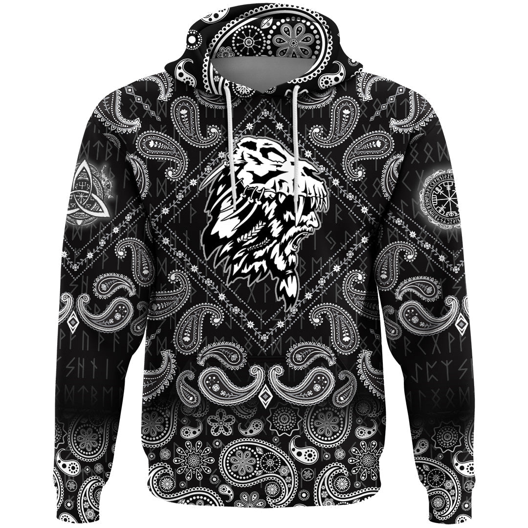 Viking Hoodie The Shaman In Skull Of An Animal with Bandana Paisley Style RLT12
