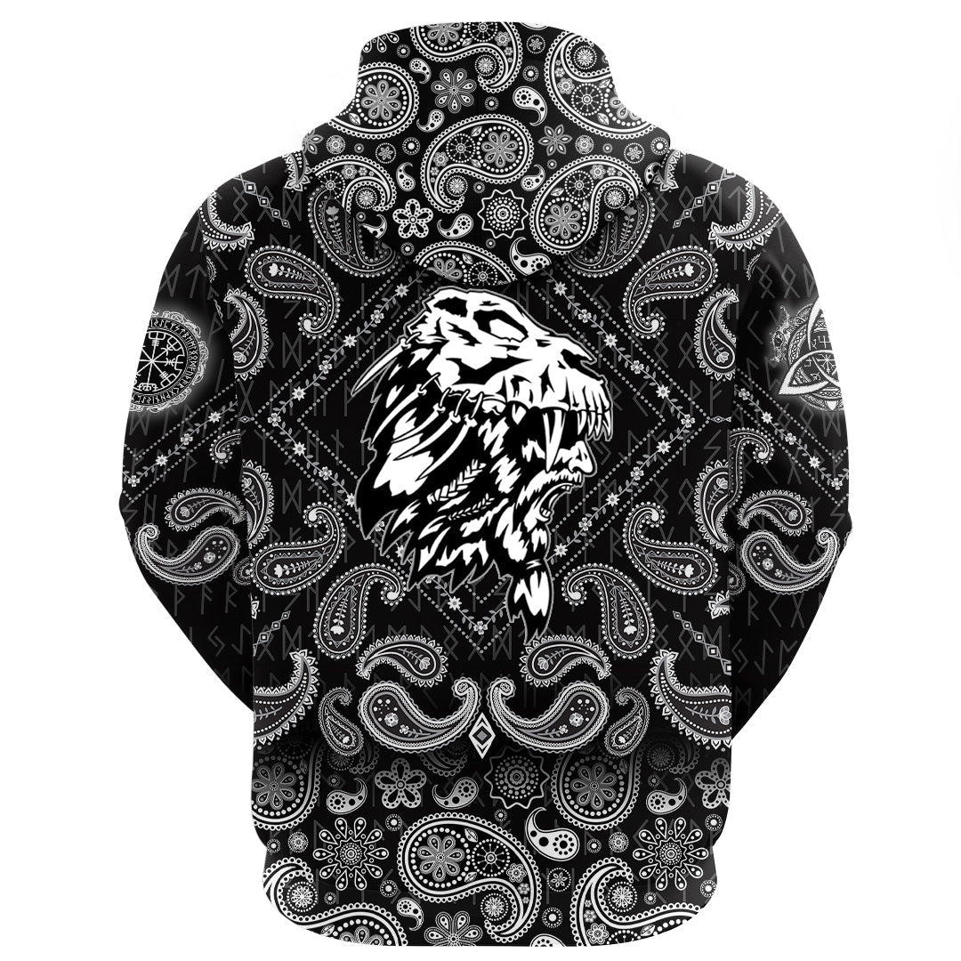 Viking Hoodie The Shaman In Skull Of An Animal with Bandana Paisley Style RLT12