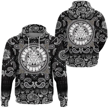 Viking Hoodie The Three Scandinavian Ships Drakkar with Bandana Paisley Style RLT12