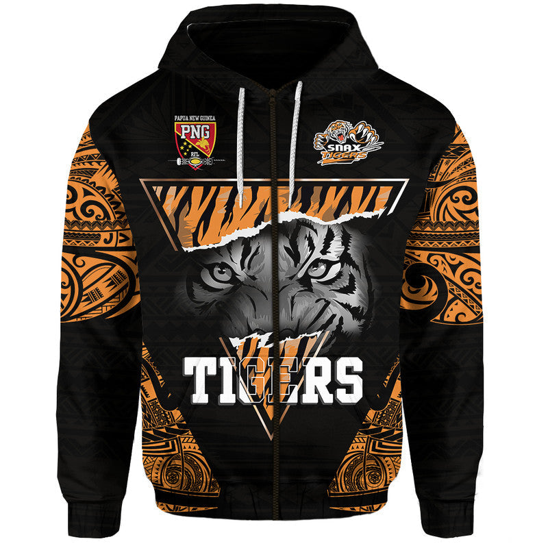 Papua New Guinea Lae Snax Tigers Hoodie Polynesian Tiger Face LT9