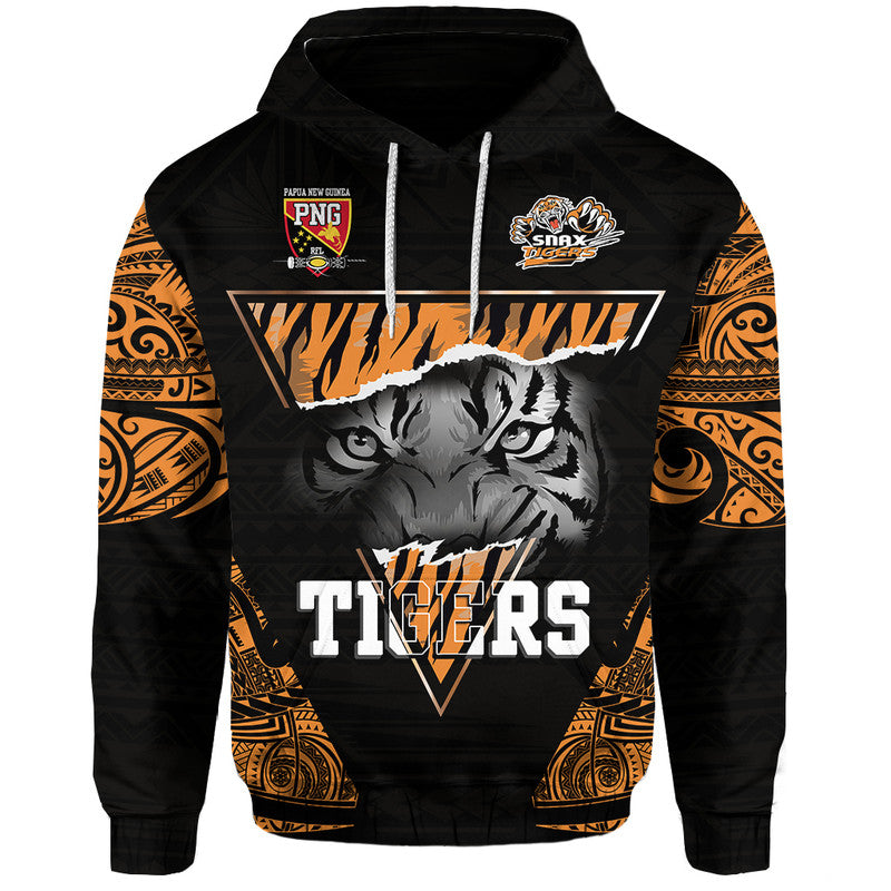 Papua New Guinea Lae Snax Tigers Hoodie Polynesian Tiger Face LT9