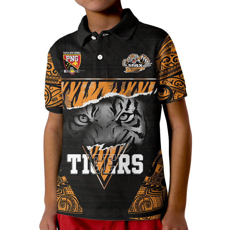 Custom Papua New Guinea Lae Snax Tigers Polo Shirt Polynesian Tiger Face LT9