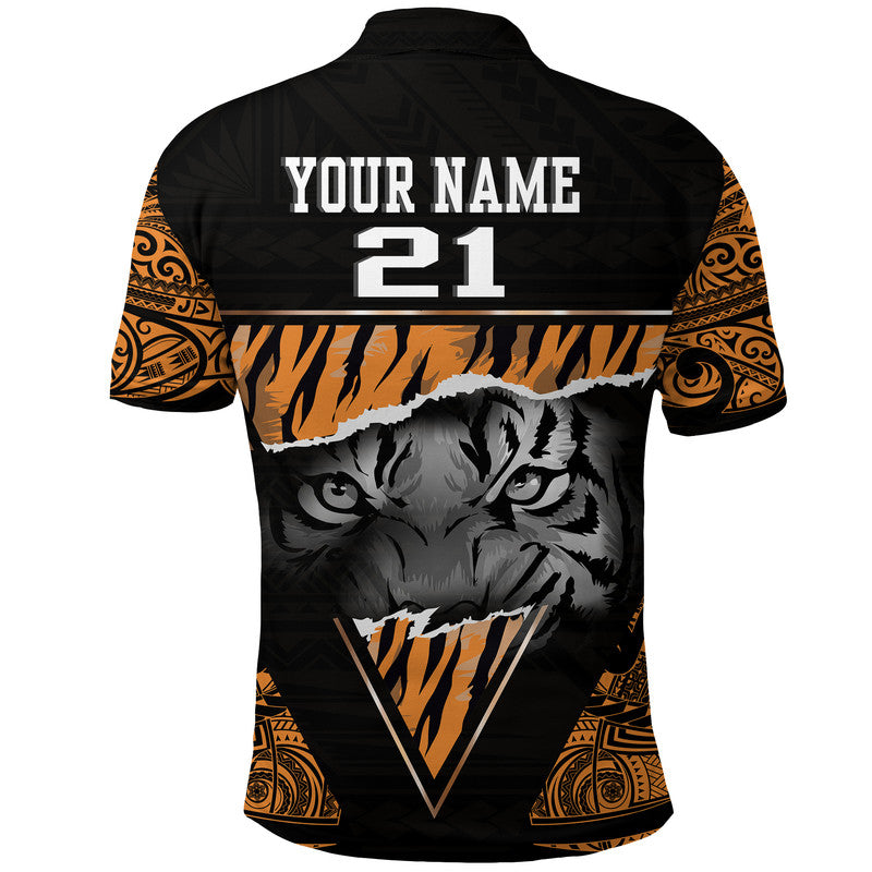 Custom Papua New Guinea Lae Snax Tigers Polo Shirt Polynesian Tiger Face LT9