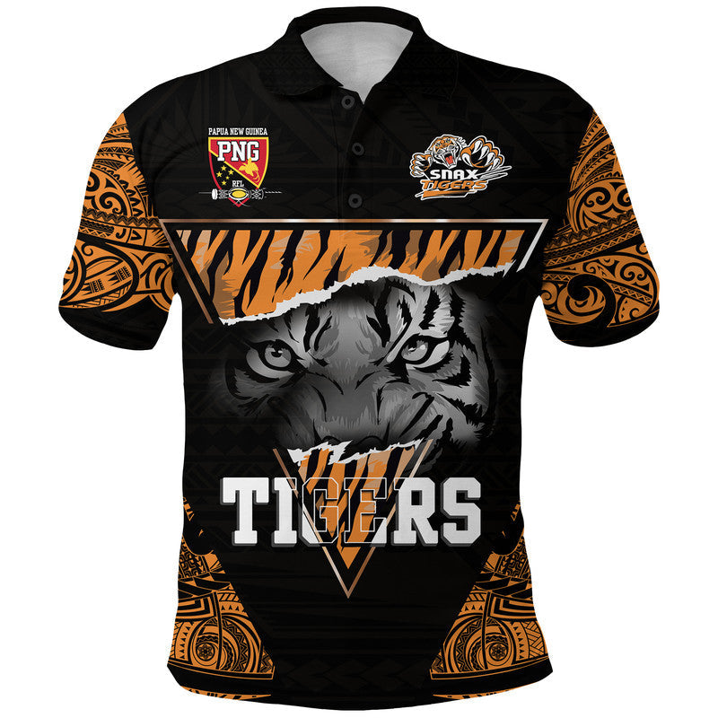 Custom Papua New Guinea Lae Snax Tigers Polo Shirt Polynesian Tiger Face LT9