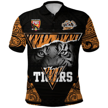 Custom Papua New Guinea Lae Snax Tigers Polo Shirt Polynesian Tiger Face LT9
