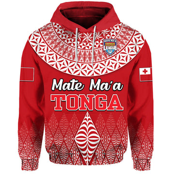 Custom Personalised Mate Maa Tonga Rugby Hoodie Tongan Kupesi Ngatu Style LT9