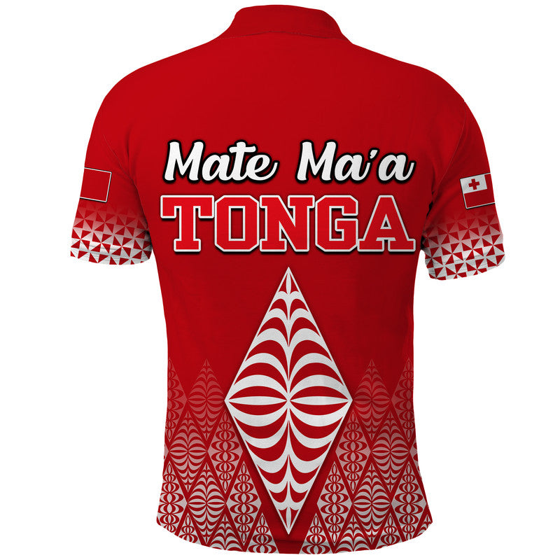 Mate Maa Tonga Rugby Polo Shirt Tongan Kupesi Ngatu Style LT9