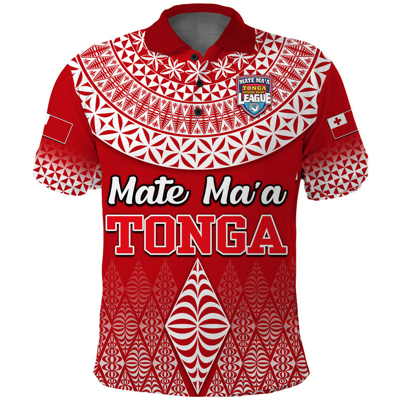 Custom Mate Maa Tonga Rugby Polo Shirt Tongan Kupesi Ngatu Style LT9