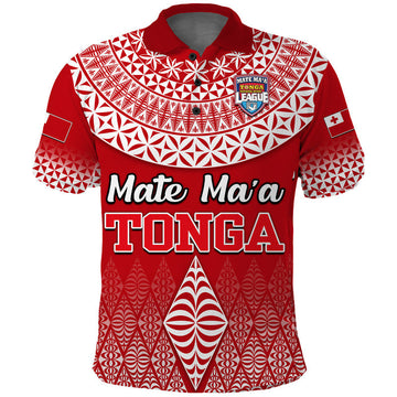 Custom Mate Maa Tonga Rugby Polo Shirt Tongan Kupesi Ngatu Style LT9