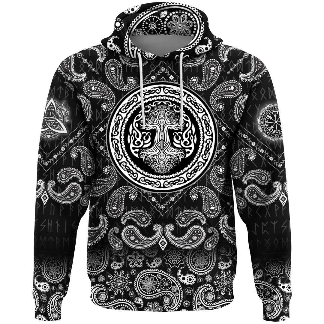 Viking Hoodie Tree Of Life with Bandana Paisley Style RLT12