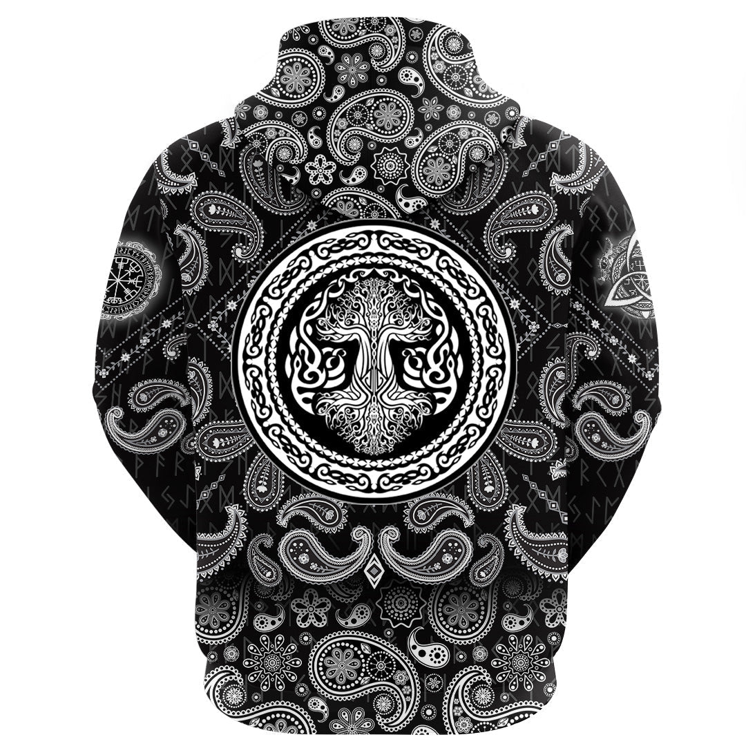Viking Hoodie Tree Of Life with Bandana Paisley Style RLT12