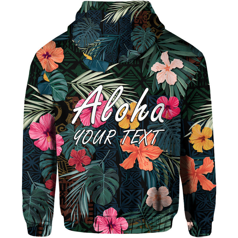 Custom Hawaii Hoodie Tribal Elements And Hibiscus Version LT9
