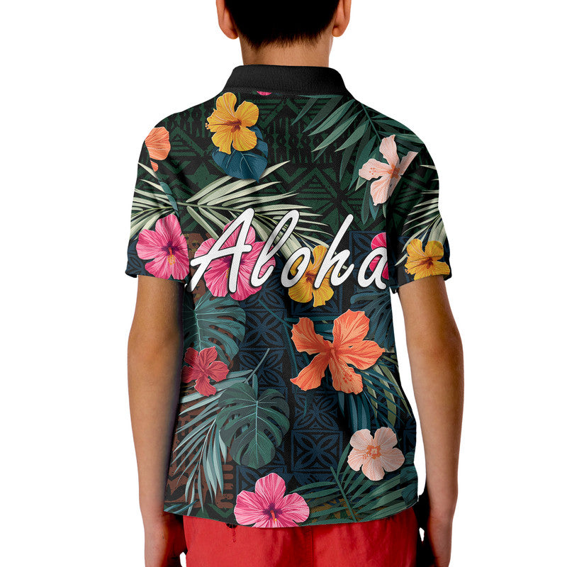 Hawaii Polo Shirt Tribal Elements And Hibiscus Version LT9