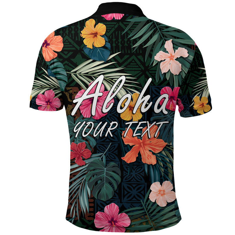 Custom Hawaii Polo Shirt Tribal Elements And Hibiscus Version LT9