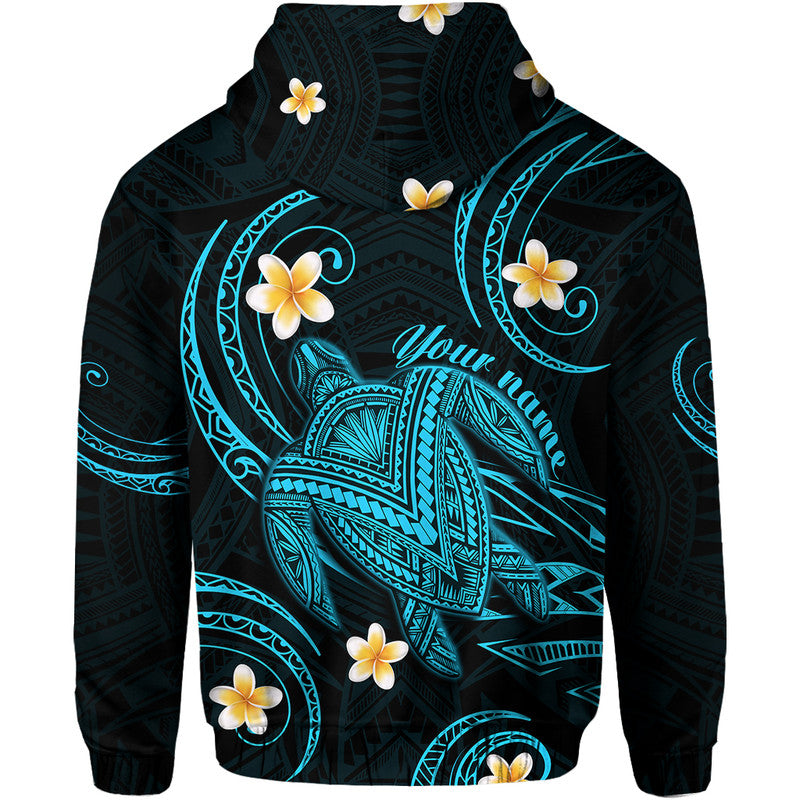 Custom Hawaii Hoodie Hawaiian Turtle Plumeria Mixed Polynesian Turquoise Style LT9