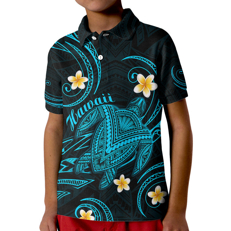 Hawaii Polo Shirt Hawaiian Turtle Plumeria Mixed Polynesian Turquoise Style LT9