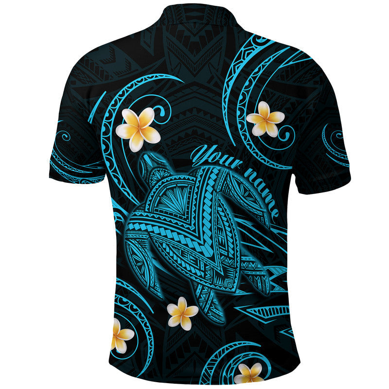 Custom Hawaii Polo Shirt Hawaiian Turtle Plumeria Mixed Polynesian Turquoise Style LT9