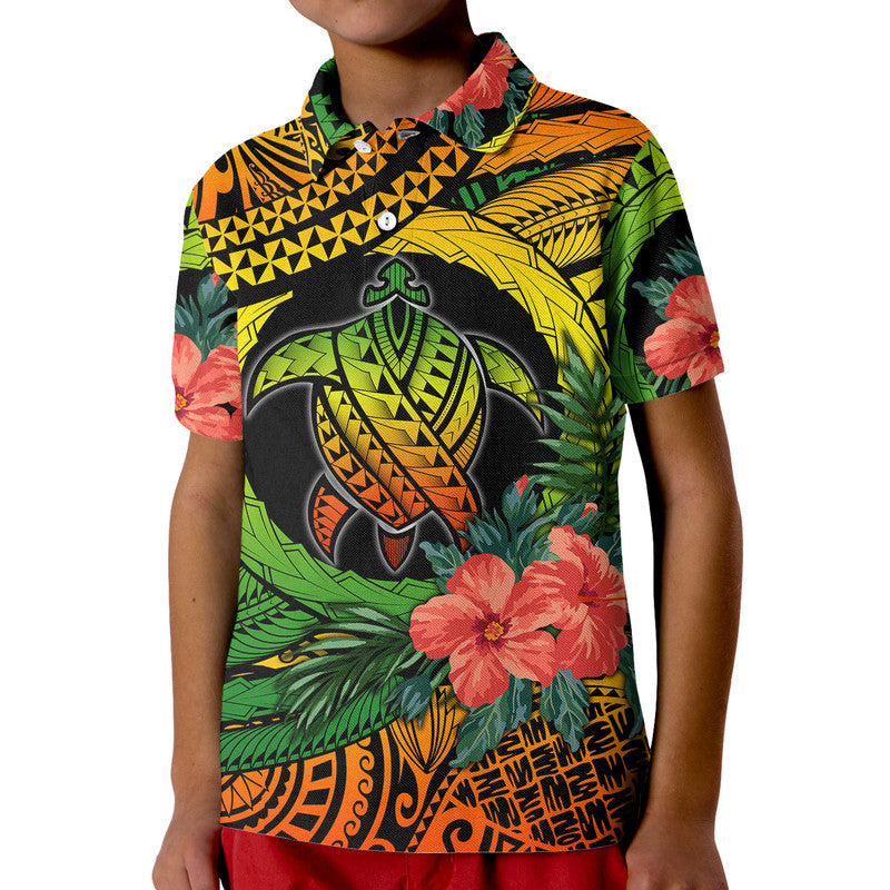 Polynesian Turtle Polo Shirt Circle Turtle Hibiscus Reggae LT9