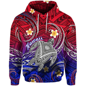Custom Hawaii Hoodie Hawaiian Turtle Plumeria Mixed Polynesian Style LT9